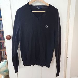 Fred Perry V Neck Sweater Black